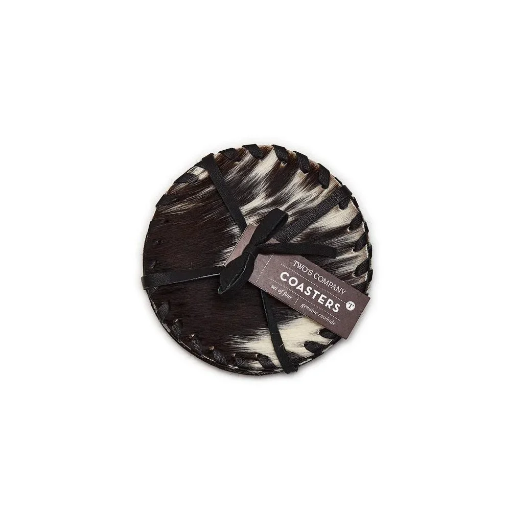 NWT Set of 4 Natural Cowhide Leather Coasters